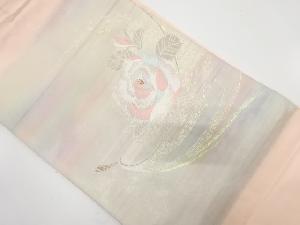 孔雀に薔薇模様織り出し名古屋帯